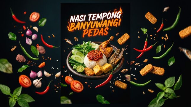 Delicious Nasi Tempong Banyuwangi Pedas, Indonesian Spicy Cuisine, Culinary Delight.