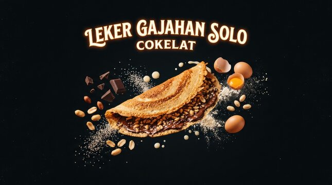 Delicious Indonesian Street Food Leker Gajahan Solo Cokelat with Ingredients.