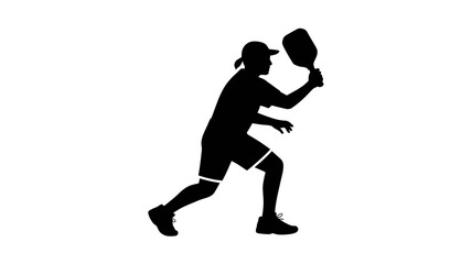 Fototapeta premium Silhouette of a person playing pickleball with a paddle