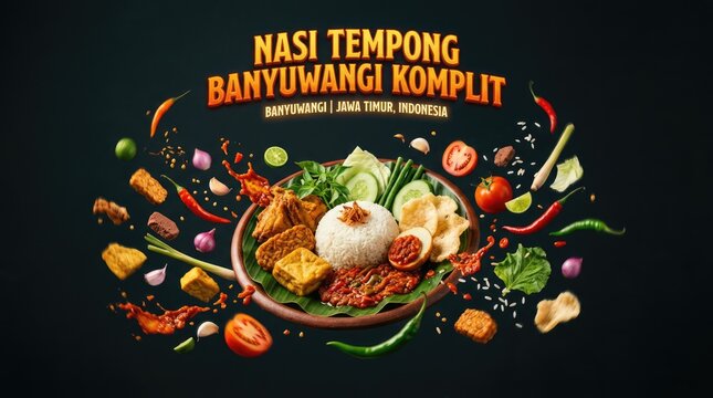 Delicious Nasi Tempong Banyuwangi Komplit - A Culinary Delight from Indonesia.