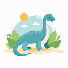 Fototapeta premium Cute Cartoon Dinosaur Illustration