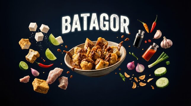 Delicious Batagor Indonesian Street Food with Fresh Ingredients and Spices.