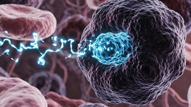 Cellular structure with blue energy perfect for wellness retreats and nature documentaries