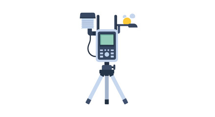 Fototapeta premium Automatic portable weather station on tripod for meteorological observation illustration