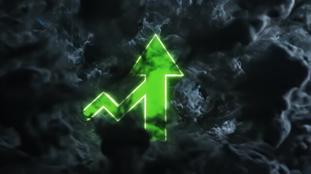 Asteroid with upward arrow in digital space representing smart infrastructure and data-driven solutions