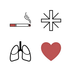 Fototapeta premium Smoking Cigarette and Health Icons: Lungs, Heart, and Medical Symbol