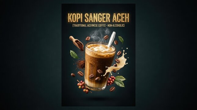 Delicious Kopi Sanger Aceh Coffee Drink with Fresh Ingredients and Creamy Texture.