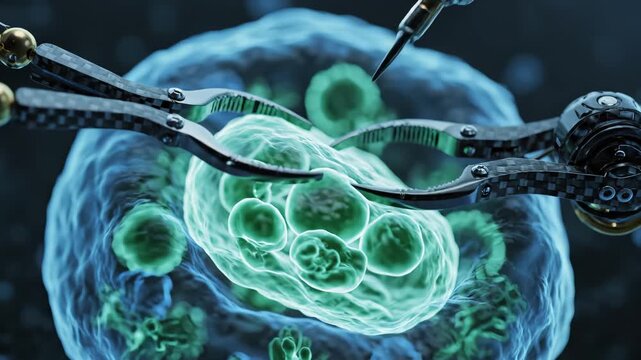 Microscopic cell manipulation with tools representing smart infrastructure and data-driven solutions