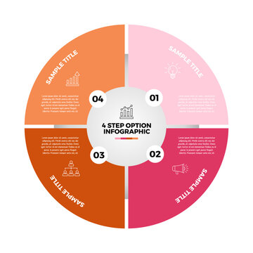 Vector circle venn diagram infographic four steps for business presentations and posters or web. Vector editable infographic.