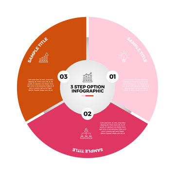 Vector circle venn diagram infographic three steps for business presentations and posters or web. Vector editable infographic.