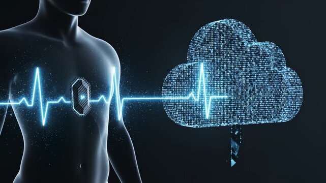 Human torso with futuristic health monitor highlighting vibrant colors and contemporary design