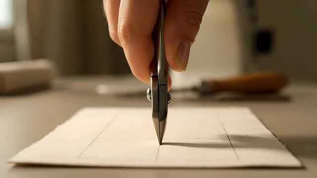 Craftsman Marking Leather Pattern with Dividers for Handmade Goods