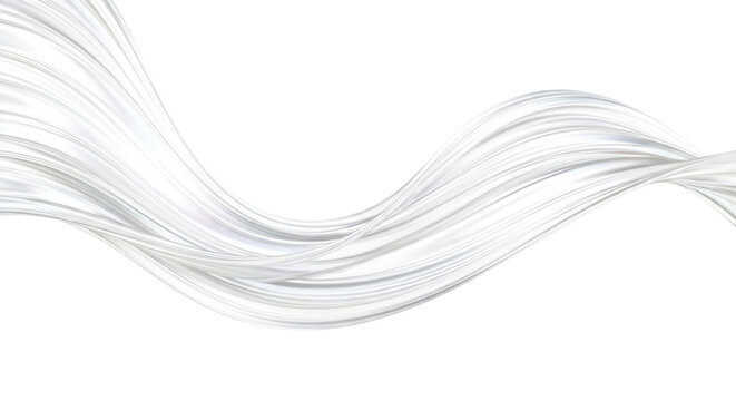 Abstract silver wave form flowing in a curved line on transparent background