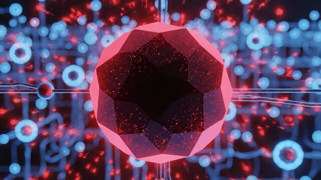 Abstract network of glowing nodes emphasizing futuristic concepts and connectivity