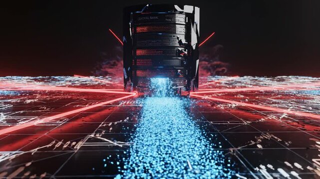 Server with laser beams and digital grid ideal for tech startups and software commercial themes
