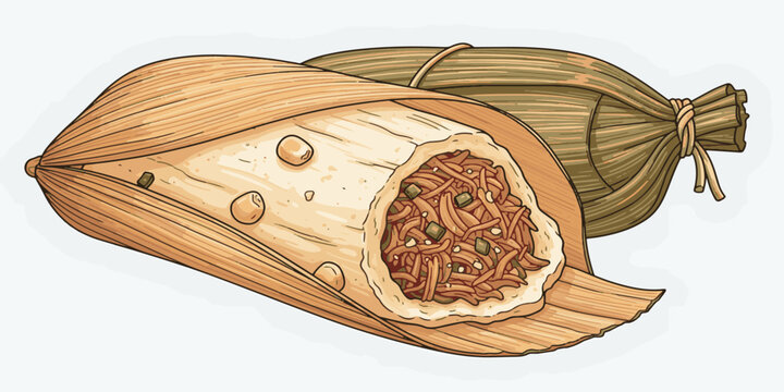 Traditional Mexican Tamale Food Vector Illustration