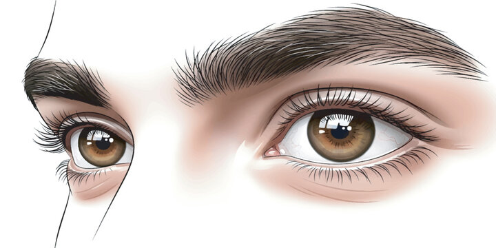 Brown eyes with long eyelashes closeup.