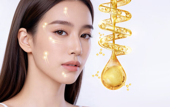 Beauty Injection Procedure Close-Up Portrait of Young Asian Woman with Syringe in Aesthetic Clinic