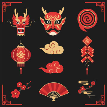 Chinese New Year Dragon Decorations Symbols.