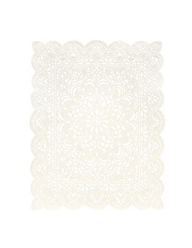 Vintage white lace rectangle doily with elegant floral details