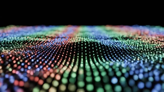 Colorful Light Dot Pattern on Black Background perfect for UI/UX elements and digital motion graphics