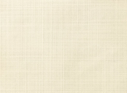 Cream fabric texture background with detailed woven check canvas fiber pattern for clean minimalist wallpaper and mockup