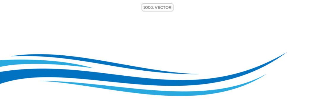 Blue flow of wavy lines, abstract waves background. Vector waves template illustration