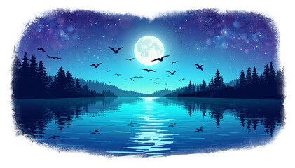 Fototapeta premium beautiful night view over the lake