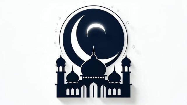 Ramadan Kareem - Mosque and Crescent Moon Animation.