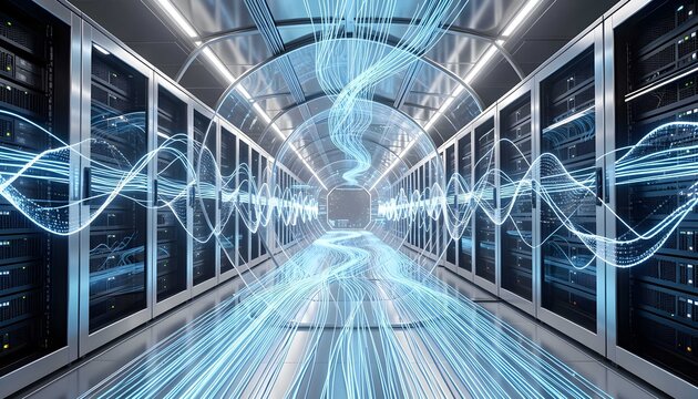 Futuristic internet data communication technology network digital cyberspace broadband connectivity infrastructure