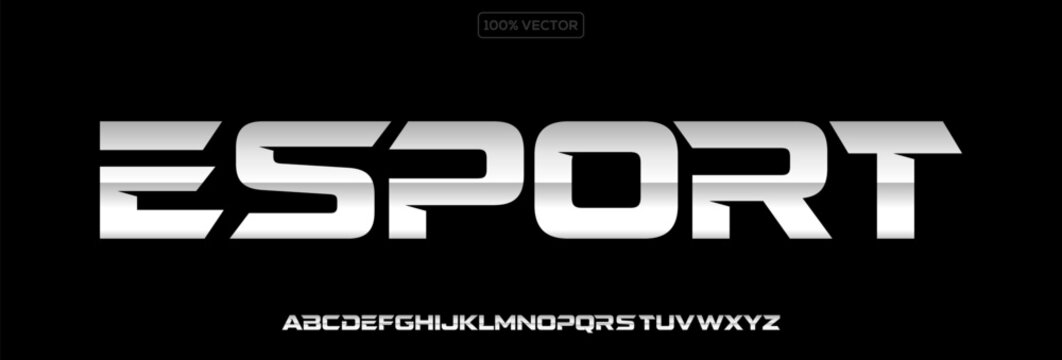 Wide dynamic alphabet for sport, cyber gaming, quests, simulators, fighting games. Vector typographic design illustration