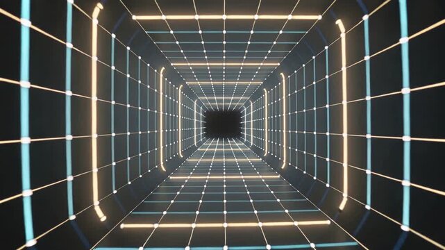 Decentralized energy network P2P data grid tunnel 3D render loop