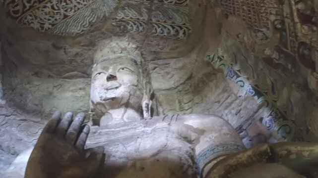 Ancient Buddhist Sculptures Inside Yungang Grottoes, Datong, Shanxi, China