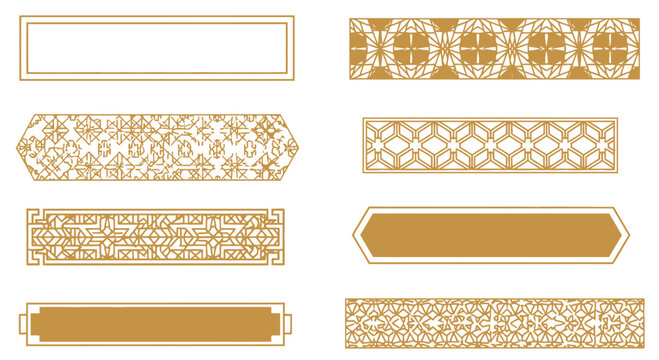 Golden Geometric Patterns & Borders - Decorative Islamic & Moroccan Style Frames