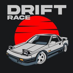 Drift Race Car Poster Red Sports Vehicle Automotive Performance Design © WahyuPunta