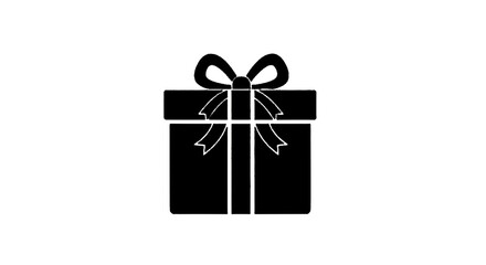 Fototapeta premium Minimal black silhouette icon, simple flat vector, bold black shape, no, no shading gift box icon on a, flat icon style