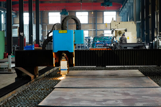 Fiber Laser Cutting Machine in Operation at Factory Workshop
