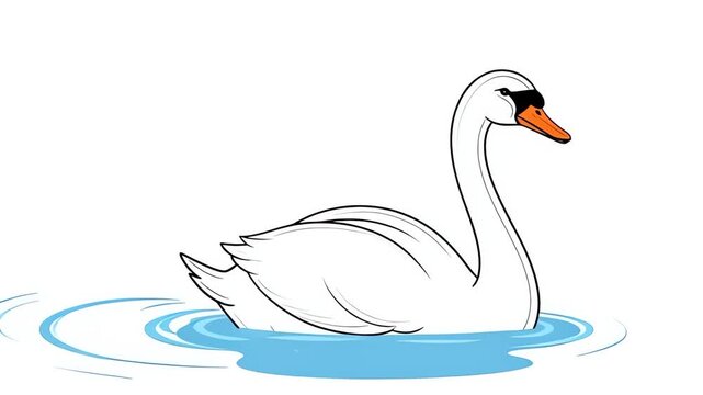 Elegant Swan Illustration - A Serene Aquatic Scene Depiction.