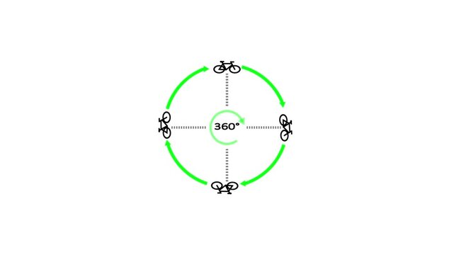 360&deg; Rotation Animation 180&deg; Angle, Right Angle, Angle View Motion Graphics