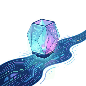 Crystal data stream with integrated circuits and binary code