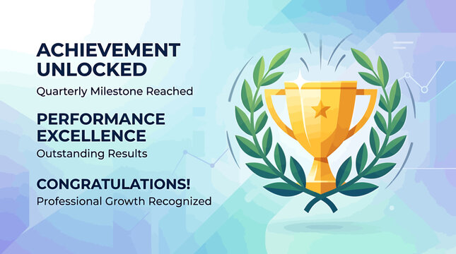 Recognizing outstanding business performance and professional growth with a golden trophy symbol of triumph, achievement, and success