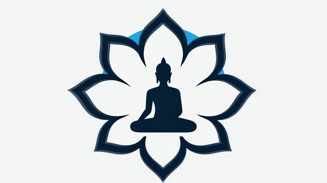 Zen Harmony - Buddha Silhouette in Lotus Flower Meditation Graphic.