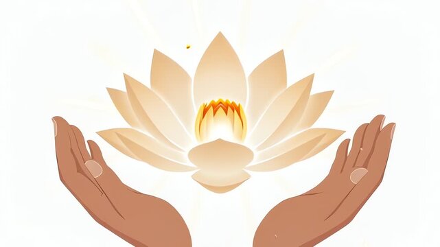 Hands Holding Lotus Flower - Symbol of Peace and Spirituality.