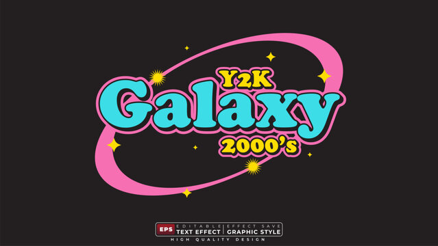 Editable 3d text effect y2k galaxy with sparkle for banner template design