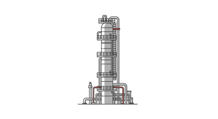 Fototapeta premium Industrial tower illustration vector depiction of processing equipment