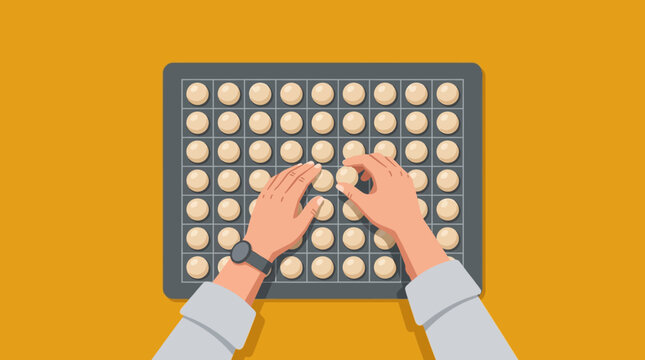 hands placing game piece on puzzle board illustration