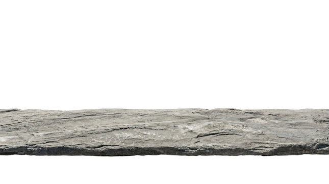 Flat stratified rock shelf transparent background