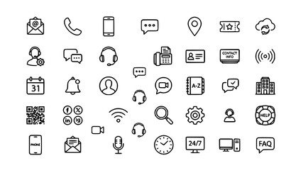 Fototapeta premium Modern Contact Us Icons Set for Web and Business Card Vector Collection