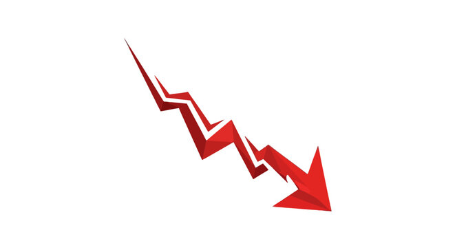 Red Downward Trending Arrow Graph.