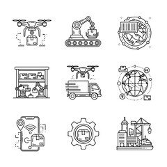 Naklejka premium Industrial Technology and Manufacturing Icons.